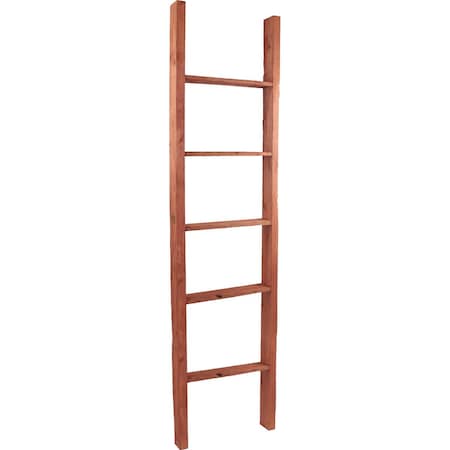 Ekena Millwork 19"W x 72"H x 3 1/2"D Vintage Farmhouse 5 Rung Ladder, Barnwood Decor Collection, Salvage Red DECR019X072X04LDRRD